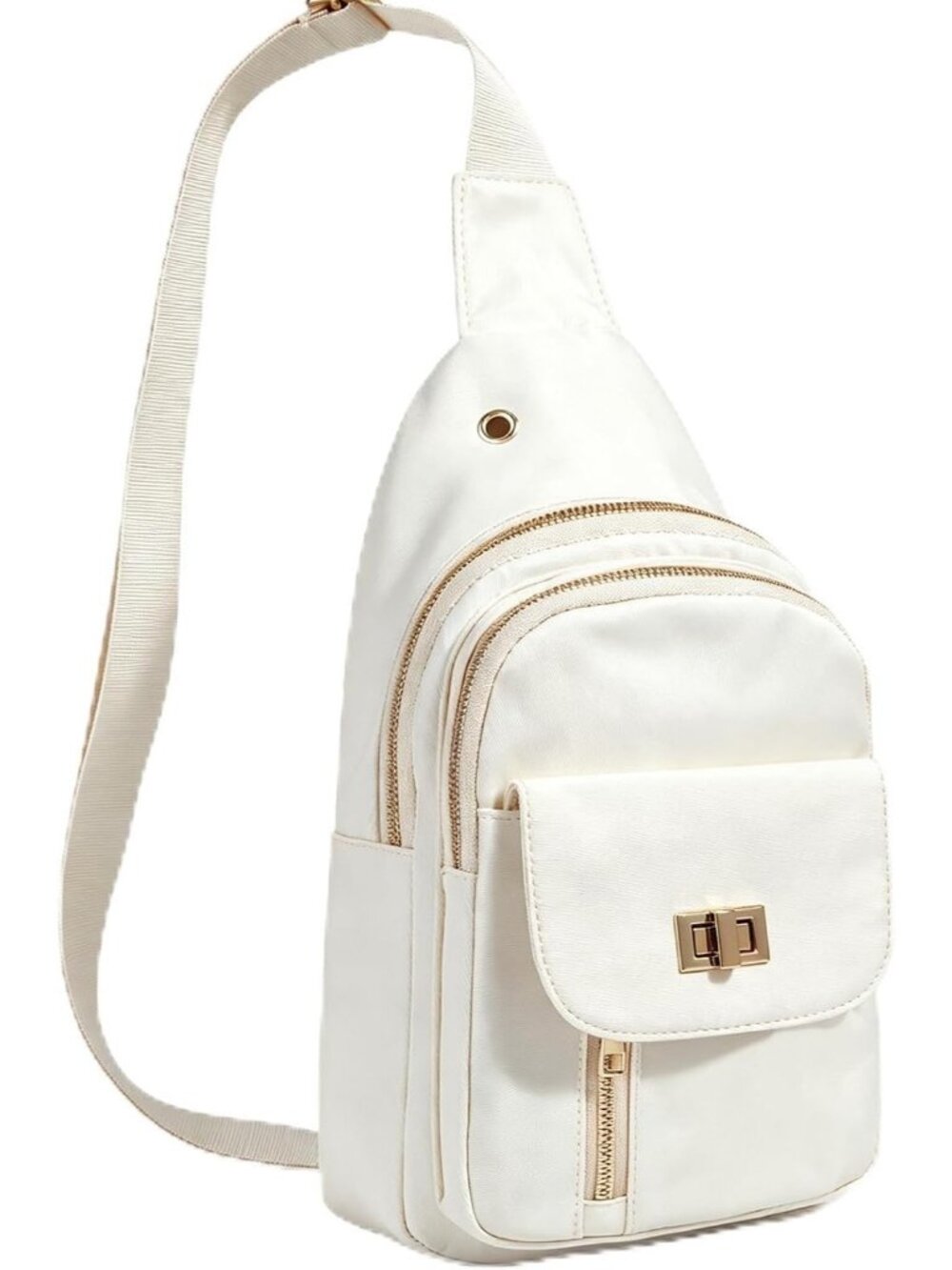Women's Beige Sling Outdoor Nylon Water Resistant Travel Hiking Crossbody Bag